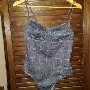 Grey plaid bodysuit Forever 21
